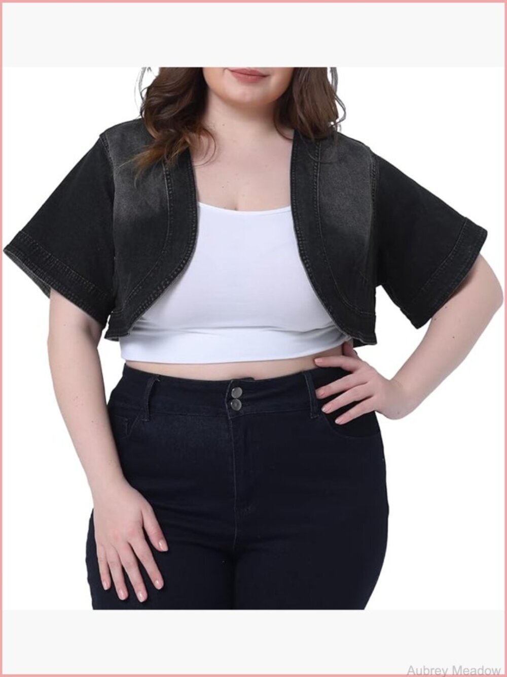 Plus Size Denim Jacket Cardigan Short Crop Jean Jacket Shrug